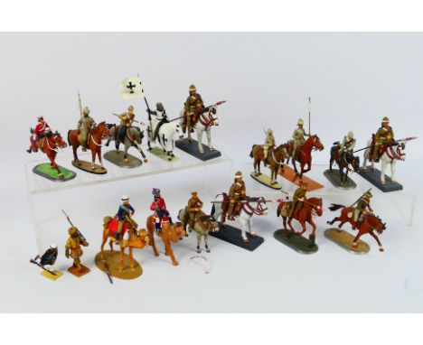 DeAgostini - Others - A group of painted white metal model mounted figures from various eras. Lot includes a mounted knight w