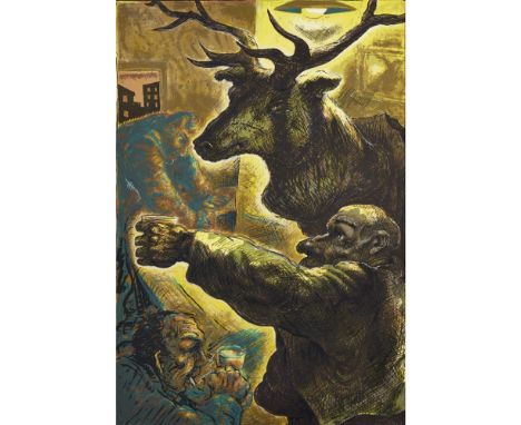 [§] PETER HOWSON (SCOTTISH B.1958)  THE STAG   From 'A Scottish Bestiary' by George Mackay Brown, signed and dated '86, from 