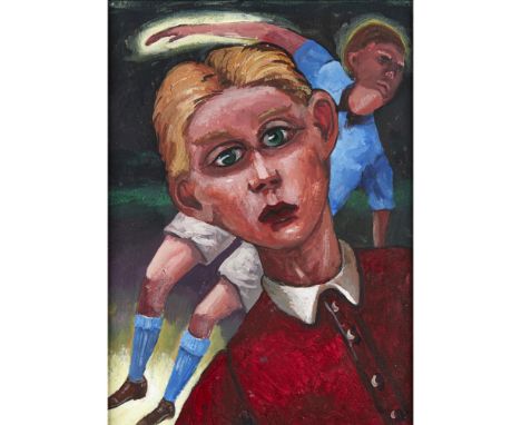 [§] STEVEN CAMPBELL (SCOTTISH 1953-2007)    RISING AND FRIEND    Signed and dated 'Dec' 1994' gallery label verso, acrylic on