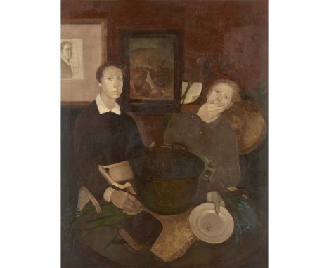 [§] ALISON WATT O.B.E. (SCOTTISH B.1965)    PLANTERS    Signed, Glasgow School of Art label verso, oil on canvas    107cm x 1