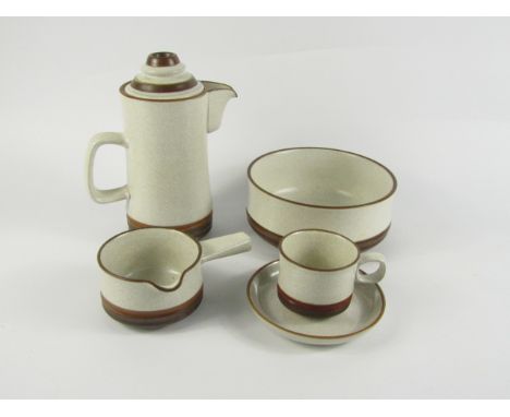 A Denby pottery two tone part dinner, tea and coffee service, comprising twelve dinner, nine dessert and seventeen side plate