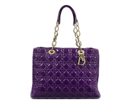 Christian Dior: a Violet Patent Leather Cannage Tote Bag2012Quilted purple patent leather with pale gold hardwareCondition Gr