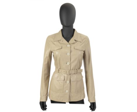 Prada: a Beige Leather Safari Jacket2007Soft beige leather with button down front, waist belt fastening and four front pocket