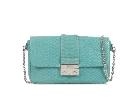 Christian Dior: a Turquoise Python Miss Dior Bag2011Silver hardwareCondition Grade A-23cm wide, 14cm high, 55cm shoulder drop