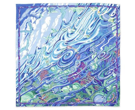 Hermès: a 'De La Mer Au Ciel' Silk ScarfBlue ground with seascape designCondition Grade A90cm x 90cmFor further information o