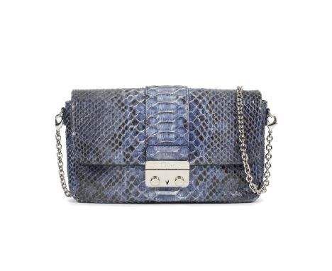 Christian Dior: a Blue Python Miss Dior Bag2011Blue and black python skin with silver hardwareCondition Grade B22cm wide, 15c