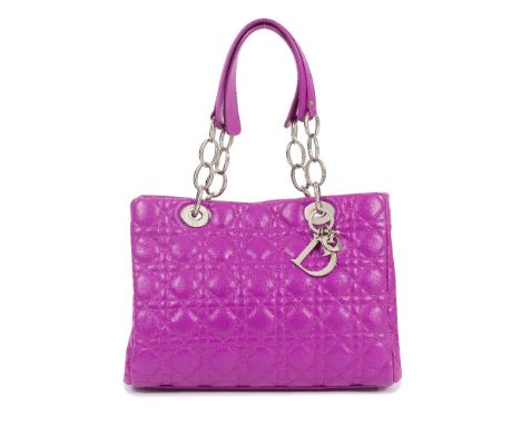 Christian Dior: a Fuchsia Leather Cannage Small Tote2010Cannage quilted leather with silver hardwareCondition Grade B28cm wid