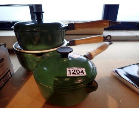 Set of three vintage cast iron milk pans. Not available for in-house P&amp;P 
