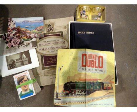 Mixed items including cigarette cards, postcards and football cards. Not available for in-house P&amp;P 