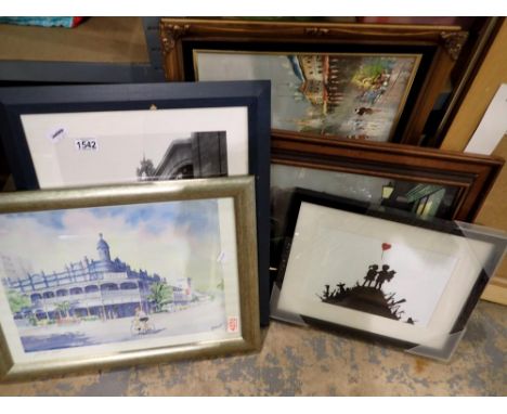 Five mixed pictures and prints. Not available for in-house P&amp;P 