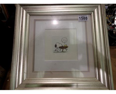 Sowat Reiser artist signed limited edition print of Snoopy, No 237/500, 10 x 10 cm. Not available for in-house P&amp;P 