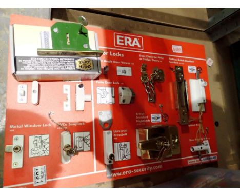 ERA lock display board and an as new combination push button door lock. Not available for in-house P&amp;P 