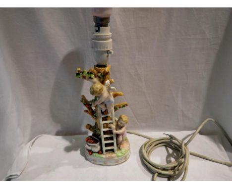 Ceramic cherub figural table lamp. All electrical items in this lot have been PAT tested for safety and have passed. This doe