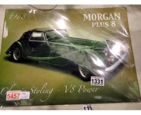 Morgan Plus 8 metal sign, 35 x 47 cm. Not available for in-house P&amp;P 