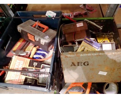Two boxes of mixed tools including spanners, sockets and saws etc. Not available for in-house P&amp;P 