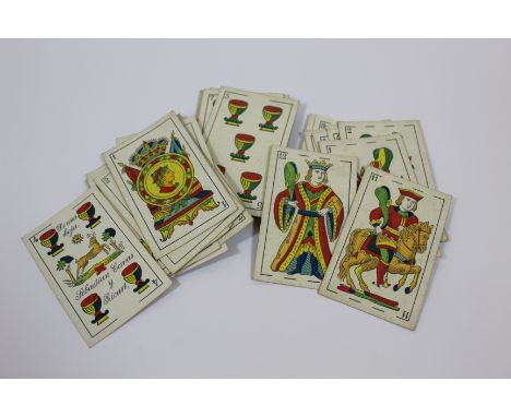 Playing Cards. Spanish Catalan Pattern, 'El Ciervo', 48 cards, full-length court cards, the nine of cups stamped 'Casino Merc