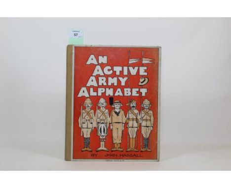 Hassall, John. An Active Army Alphabet, first edition, 26 tinted plates, original cloth-backed pictorial boards, slight surfa