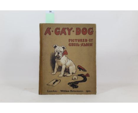 Aldin, Cecil. A Gay Dog, The Story of a Foolish Year, first edition, 24 coloured plates, original cloth-backed pictorial boar