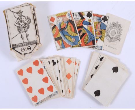 Playing Cards. Standard English Pattern, No.33, 52 cards, full-length woodcut court cards coloured through stencils, garter A