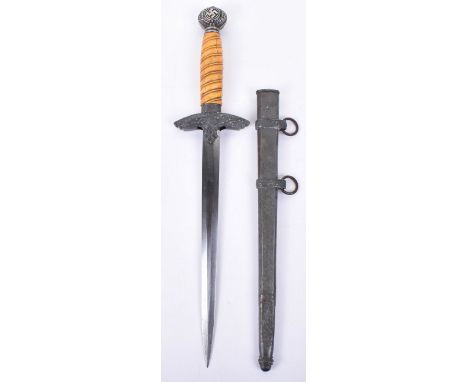 Luftwaffe 2nd Pattern Officers Dress Dagger by Carl Eickhorn, having orange celluloid grip, top pommel with swastikas to the 