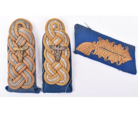 Scarce Insignia Grouping for WW2 German Army Medical General, consisting of miss-matched pair of tunic shoulder boards in the