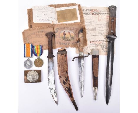 WW1 Souvenir Grouping Collected by Sapper L Swindale Royal Engineers, the grouping consists of brass and nickel centred Pruss