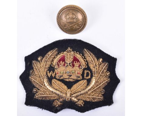 Royal Army Service Corps War Department Fleet Officers Cap Badge, fine bullion embroidered example of the kings crown with W 