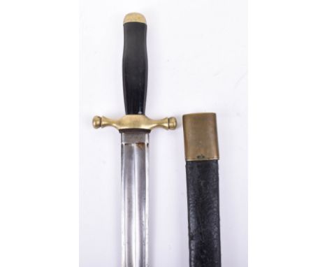 Late 19th Century European (French) Hunting Hanger, straight double edge blade cut with 2 fullers, etched at the forte ‘Dirr 