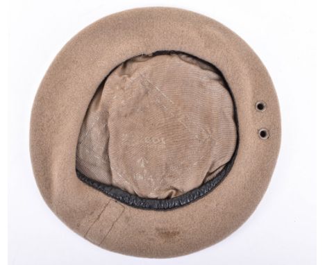 1964 Dated Special Air Service (S.A.S) Beret, fine beige wool cloth with leather trim. Cloth lining having remains of makers 