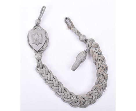 WW2 German Army Marksman’s Lanyard, fine example with central metal shield having German army pattern eagle to the centre. Kn