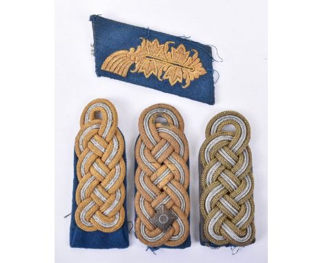 Rare Insignia for WW2 German Army Transport and Supply General, consisting of three army generals pattern shoulder boards wit