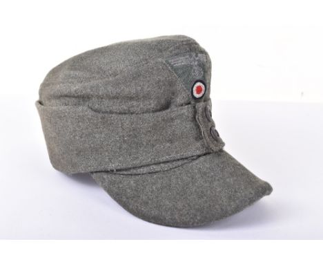WW2 German Army M-43 Pattern Field Cap, good condition example of the peaked M-43 pattern field cap which is complete with it