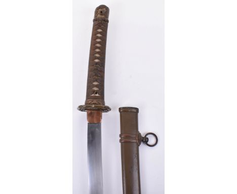 Japanese WW2 Army Officers Sword Katana, blade 67.3cms, unsigned and cleaned bright, in shin gunto mounts with brass tsuba, t