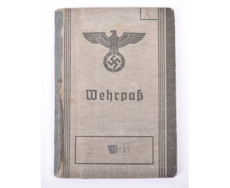 WW2 German Waffen-SS Wehrpass, issued to Willi Kunga, a WW1 veteran who enlisted in the Waffen-SS in 1942, first joining a SS