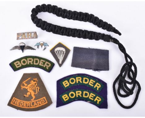 Grouping of Cloth and Metal Insignia, including 3x Border regiment Air Landing type shoulder titles; Border regiment Air Land