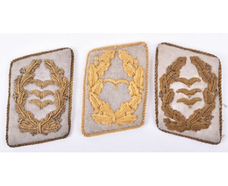 Miss-Matched Pair of Luftwaffe General der Flieger Tunic Collar Patches, both being embroidered in gold bullion wire, three g