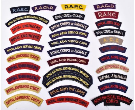 Quantity of Cloth Shoulder Titles worn by Air Landing Corps Regiments, including various variations, regiments include Royal 