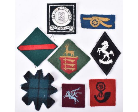 8x Royal Artillery Cloth Formation Signs, consisting of embroidered 570th Light Anti-Aircraft regiment, embroidered 97th (Ken