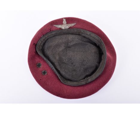 WW2 Parachute Regiment Maroon Beret, well worn example of the maroon beret issued to the British airborne troops. Beret is fi