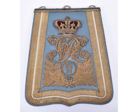 Victorian 21st Hussars Officers Sabretache Attributed to Sir Hugh Bateman Protheroe Smith OBE, being a French grey cloth face