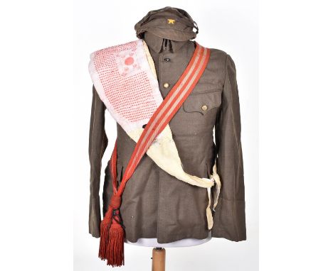 WW2 Japanese Officers Tunic Set, consisting of late war period four pocket officers lightweight tunic with mixture of buttons