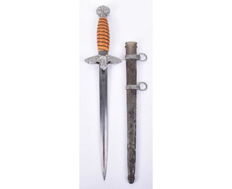 Luftwaffe 2nd Pattern Officers Dress Dagger by E &amp; F Horster Solingen, orange celluloid grip retaining the wire binding. 