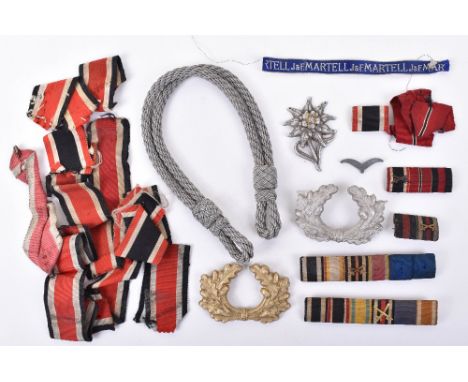 German Tunic Medal Ribbon Bars, including six piece example, six piece Imperial and Third Reich example, three piece example,