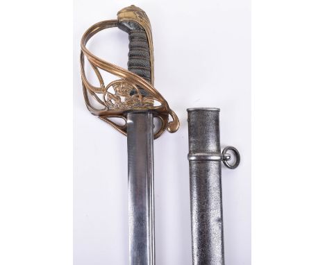 George IV 1822 Pattern Infantry Officers Sword, pipe back blade etched with crowned GIVR ciphers within panel and later with 