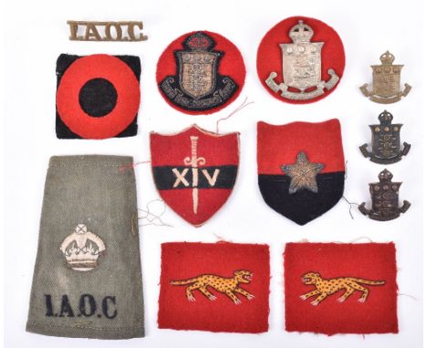 WW2 Indian Army Ordnance Corps Officers Badges and Insignia Grouping, interesting set relating to a Major in the IAOC, groupi