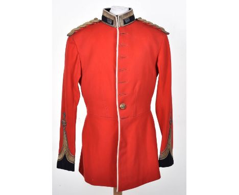 Post 1911 Royal Irish Fusiliers Officers Full Dress Tunic Attributed to Captain F W E Johnson, fine scarlet cloth with black 