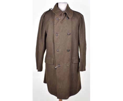 WW1 British Cavalry / Mounted Troops Greatcoat, interesting heavy khaki wool double breasted greatcoat with brass General Ser