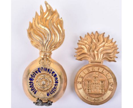 Royal Fusiliers (City of London Regiment) Officers Fur Busby Grenade, with silvered Hannover horse and enamel centre. Two scr