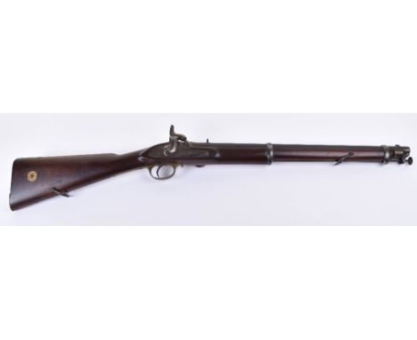 16 Bore Regulation Percussion Carbine for Native Troops (Cavalry), lock stamped Enfield 1861 with crowned VR and stamped I be