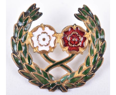 WW1 British 31st Division “Battle Badge”, being the white rose of Yorkshire and the red rose of Lancashire within green ename